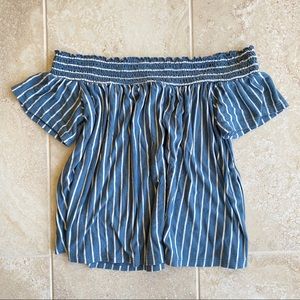 American Eagle Off the Shoulder Striped Top